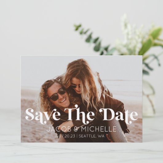 Sichern des Fotos für das Retro-Mindestbild Einladung (Stehend Vorderseite)