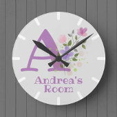 Sichern eines Blumendesigns mit Name Andrea Runde Wanduhr