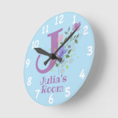 Sichern eines Blumendesigns mit Name & Initial Runde Wanduhr (Winkel)