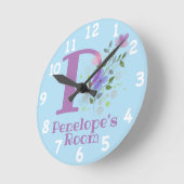 Sichern eines Blumendesigns mit Name & Initial Runde Wanduhr (Winkel)