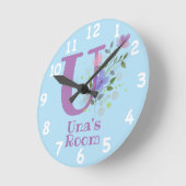 Sichern eines Blumendesigns mit Name & Initial Runde Wanduhr (Winkel)