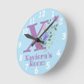 Sichern eines Blumendesigns mit Name & Initial Runde Wanduhr (Winkel)