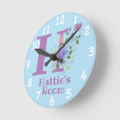 Sichern eines Blumendesigns mit Name & Initial Runde Wanduhr (Winkel)