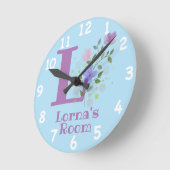 Sichern eines Blumendesigns mit Name & Initial Runde Wanduhr (Winkel)