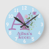 Sichern eines Blumendesigns mit Name & Initial Runde Wanduhr (Vorderseite)