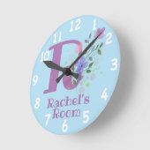 Sichern eines Blumendesigns mit Name & Initial Runde Wanduhr (Winkel)