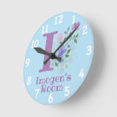 Sichern eines Blumendesigns mit Name & Initial Runde Wanduhr (Winkel)