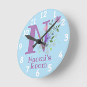Sichern eines Blumendesigns mit Name & Initial Runde Wanduhr (Winkel)