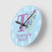 Sichern eines Blumendesigns mit Name & Initial Runde Wanduhr (Winkel)