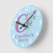 Sichern eines Blumendesigns mit Name & Initial Runde Wanduhr (Winkel)