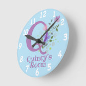 Sichern eines Blumendesigns mit Name & Initial Runde Wanduhr (Winkel)