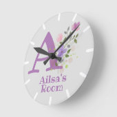 Sichern eines Blumendesigns mit Name & Initial Runde Wanduhr (Winkel)