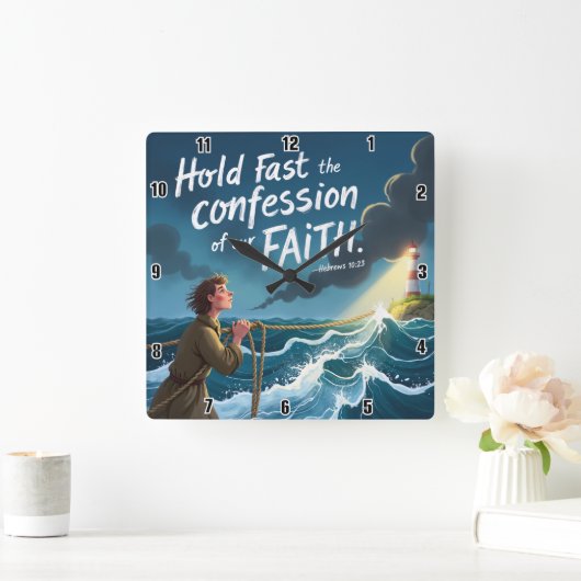 Sichern Sie sich das Geständnis unseres FAITH.Hebr Quadratische Wanduhr (Zuhause)