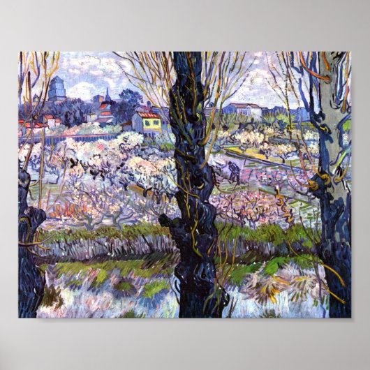 Sicht auf Arles, blühende Orchideen (1889) Van Gog Poster (Vorne)