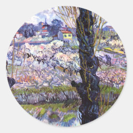 Sicht auf Arles, blühende Orchideen (1889) Van Gog Runder Aufkleber