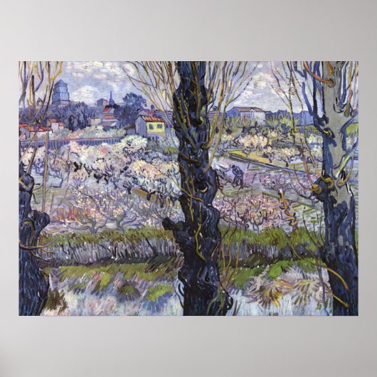 Sicht auf Arles, blühende Orchideen von van Gogh Poster (Vorne)