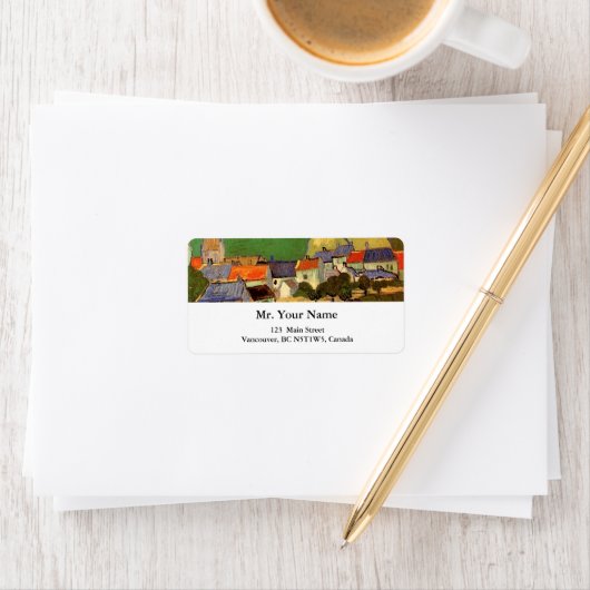 Sicht auf Auvers Vincent van Gogh. Adressaufkleber (Insitu)