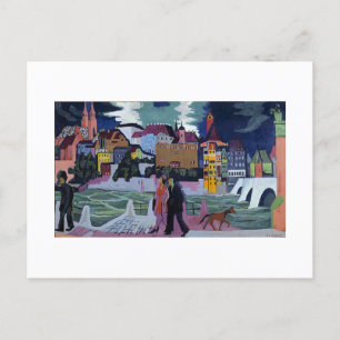 Sicht auf Basel und den Rhein, Ernst Ludwig Kirchn Feiertagspostkarte