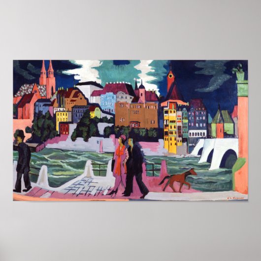 Sicht auf Basel und den Rhein | Kirchner | Poster (Vorne)