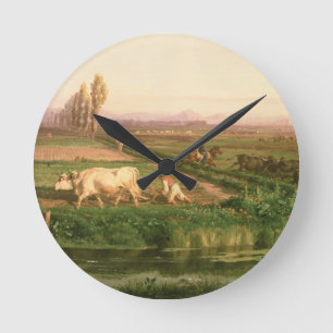 Sicht auf Carditello (Öl auf Leinwand) Runde Wanduhr