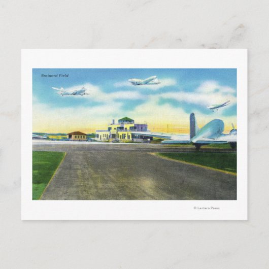 Sicht auf das Brainarfeld, Flugzeug Landung & Postkarte (Vorderseite)