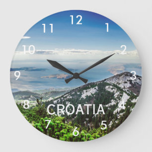 Sicht auf das Meer aus den Bergen in Kroatien Große Wanduhr