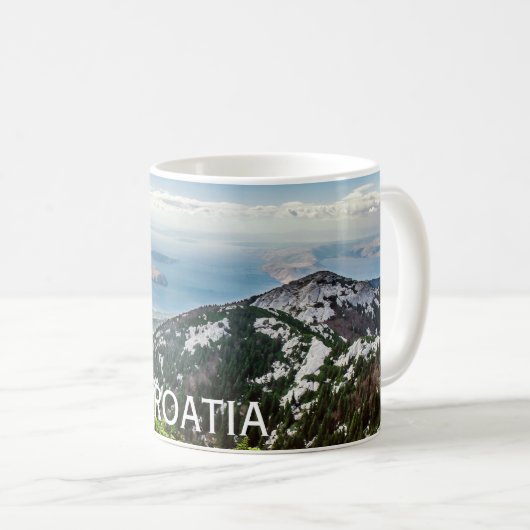 Sicht auf das Meer aus den Bergen in Kroatien Kaffeetasse (VorderseiteRechts)