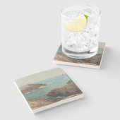 Sicht auf das Meer (Küstenlandschaft) (Marine) Steinuntersetzer (Seitenansicht)