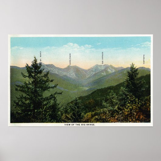 Sicht auf den Berg Marcy, Saddleback, Sägezahnwelt Poster (Vorne)