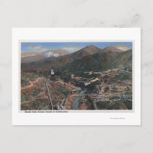 Sicht auf den Staudamm während der Bauarbeiten Postkarte (Vorderseite)