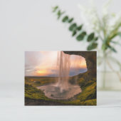 Sicht auf den Wasserfall von Island Seljalandsfoss Postkarte (Stehend Vorderseite)