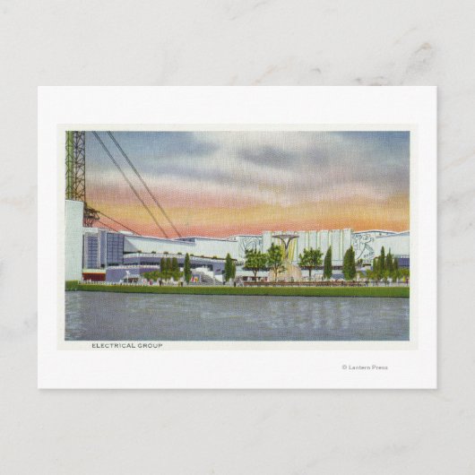 Sicht auf die Electrical Group, 1934 World's Postkarte (Vorderseite)
