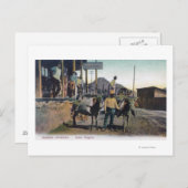 Sicht auf die Esel, die Wasser transportieren Bisb Postkarte (Vorne/Hinten)