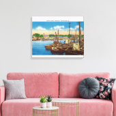 Sicht auf die Fischerboote im Hafen Leinwanddruck (Insitu (Wohnzimmer))