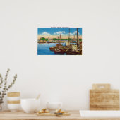 Sicht auf die Fischerboote im Hafen Poster (Küche)