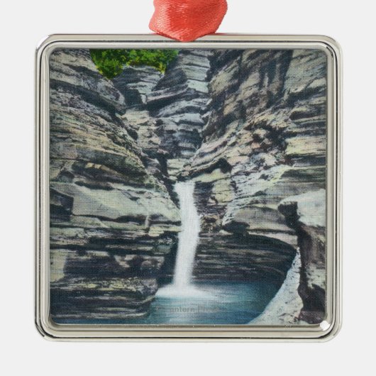 Sicht auf die Flüsterfälle Silbernes Ornament (Vorne)