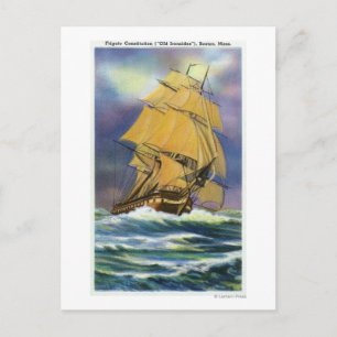 Sicht auf die frigate Verfassung, alte Ironen Postkarte