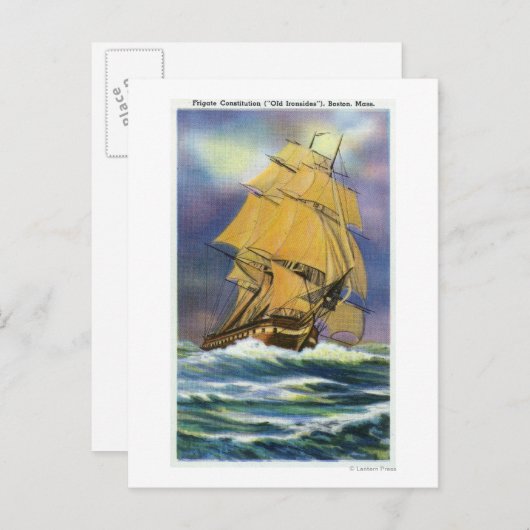 Sicht auf die frigate Verfassung, alte Ironen Postkarte (Vorne/Hinten)