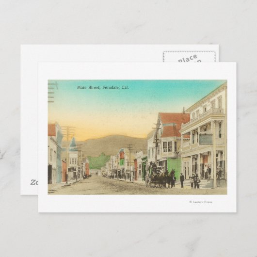 Sicht auf die Hauptstraße, Pferdetransport Postkarte (Vorne/Hinten)