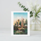Sicht auf die indischen Gräber und Totempoles Postkarte (Stehend Vorderseite)