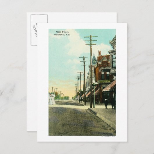 Sicht auf die Main StreetMonrovia, CA Postkarte (Vorne/Hinten)