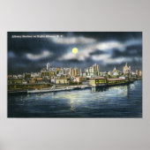 Sicht auf die Skyline von Albany in der Nacht Poster (Vorne)