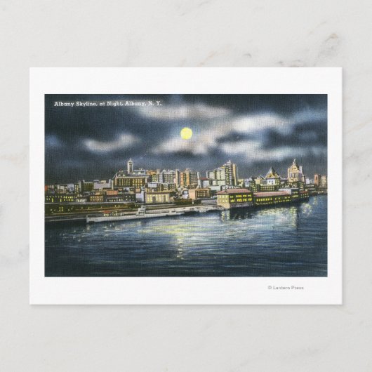 Sicht auf die Skyline von Albany in der Nacht Postkarte (Vorderseite)