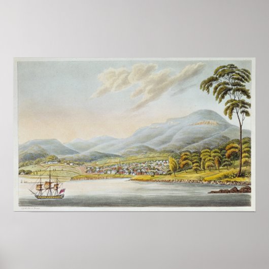 Sicht auf die Stadt Hobart, 1824 Poster (Vorne)
