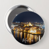 Sicht auf drei Städte in Malta nachts Button (Vorne & Hinten)