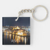 Sicht auf drei Städte in Malta nachts Schlüsselanhänger (Rückseite)