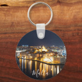 Sicht auf drei Städte in Malta nachts Schlüsselanhänger (Rückseite)