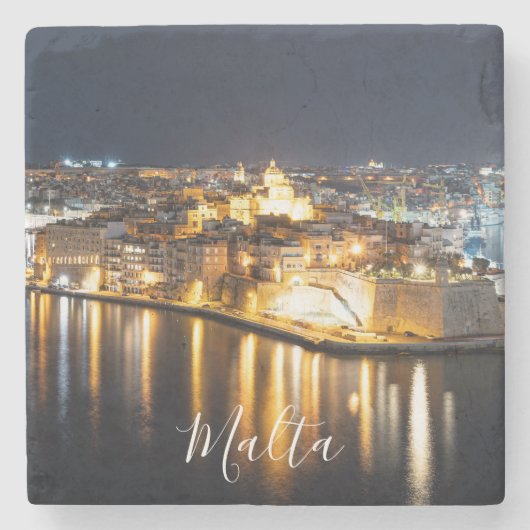 Sicht auf drei Städte in Malta nachts Steinuntersetzer (Vorderseite)