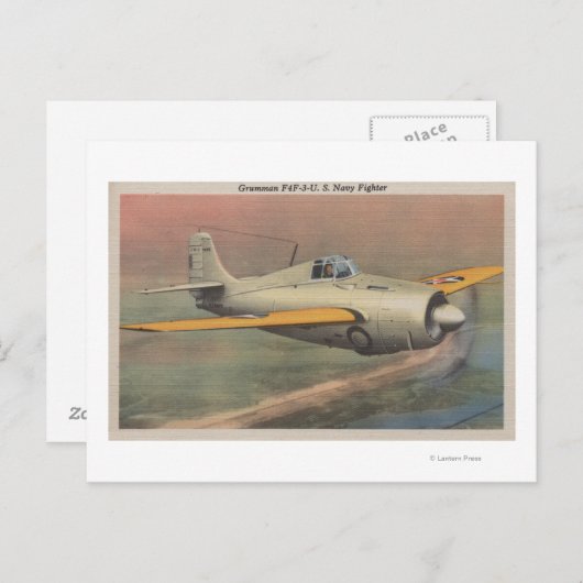 Sicht auf Grumman F4F-3-U.S. Navy Fighter Postkarte (Vorne/Hinten)