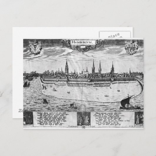 Sicht auf Hamburg Postkarte (Vorne/Hinten)